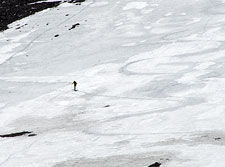 Ski Tracks and Skier Ascending