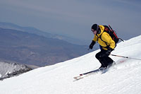 Trevor Skiing Over Owens Valley