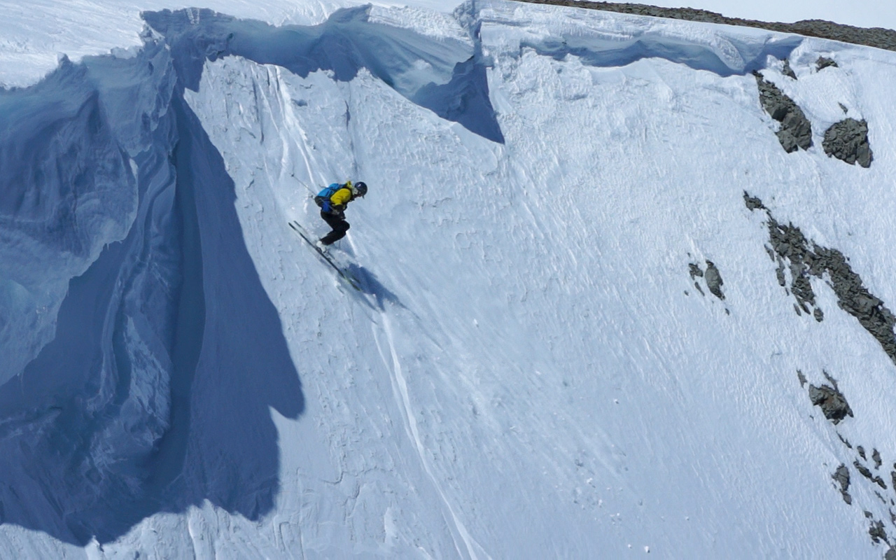 Trevor Benedict skiing Levitt Peak