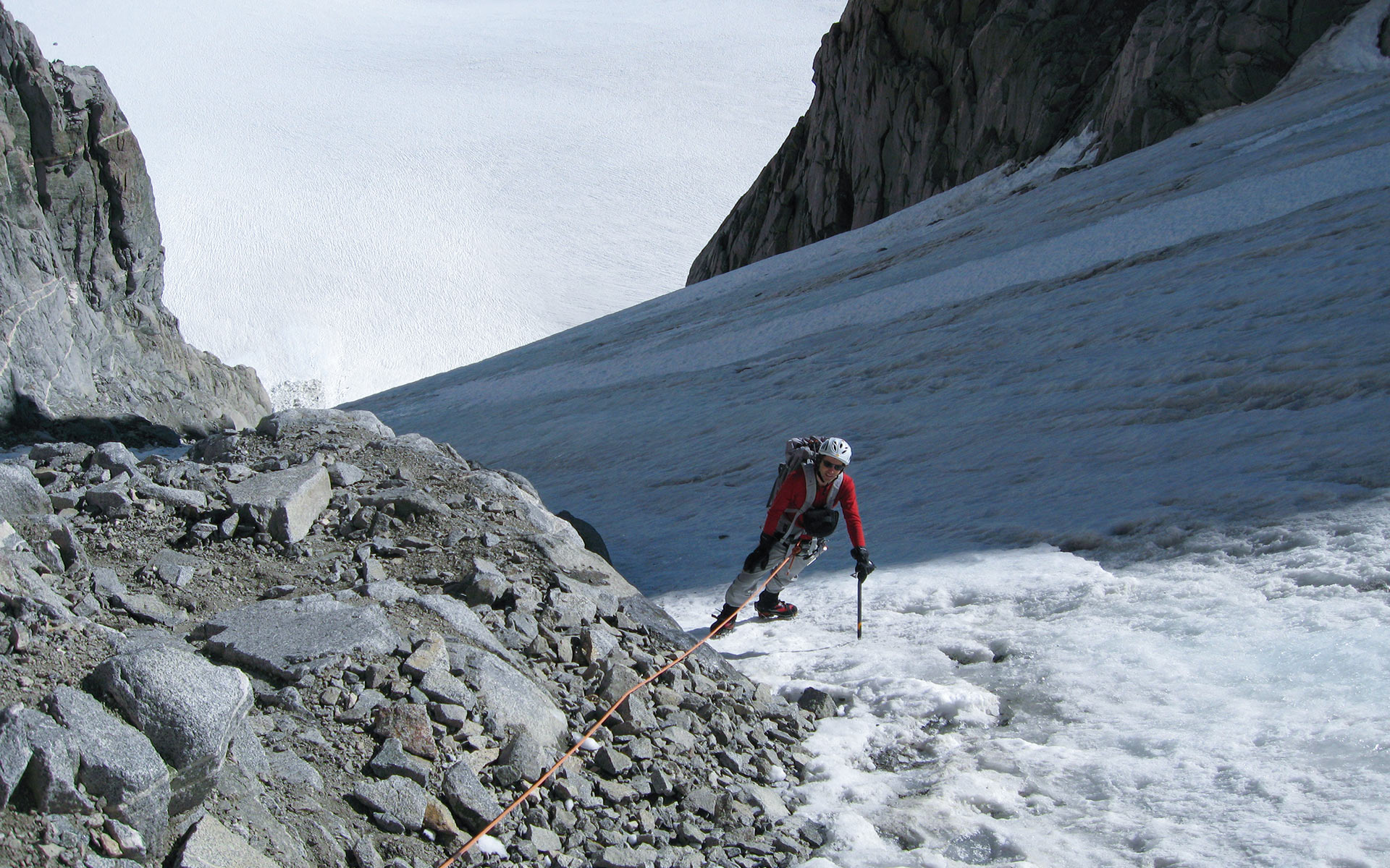 Andy Lewicky climbing the U-Notch Couloir