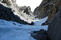 North Palisade - High in the U-Notch Couloir