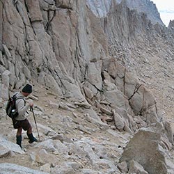 Descending toward Iceberg Lake