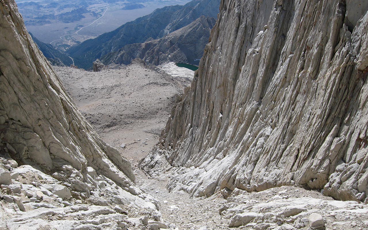 Looking Down Mount Whitney's east couloir