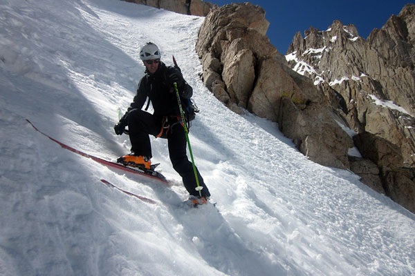 Skiing Mt. Muir in the Couloir Harness