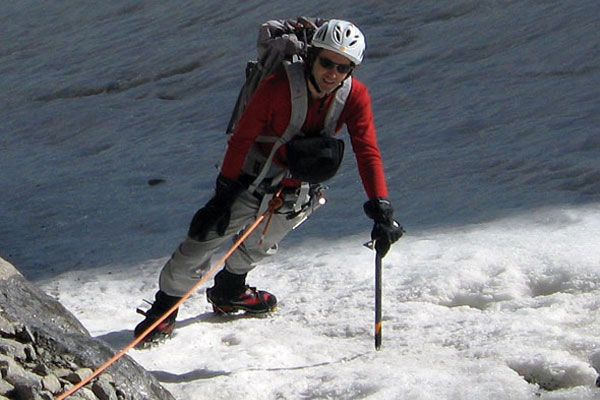 Climbing the U-Notch Couloir