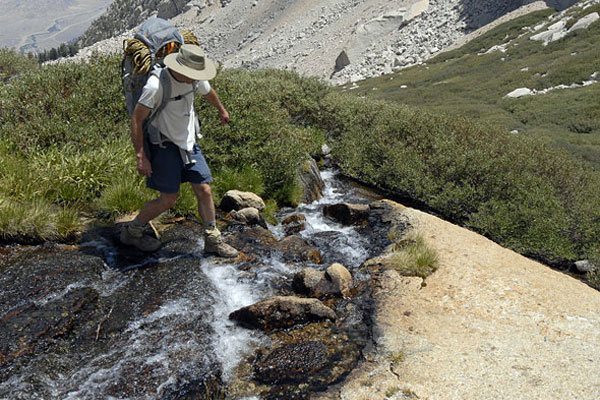 Vasque Breeze: at the North Fork of Lone Pine Creek