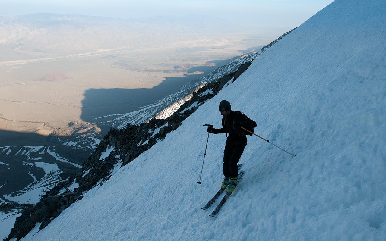 Hristo Badakov Skiing Birch Mountain's East Couloir