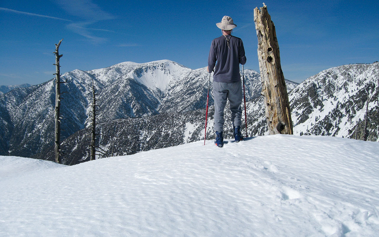 Andy Looking at Baldy Bowl from atop Bighorn Peak