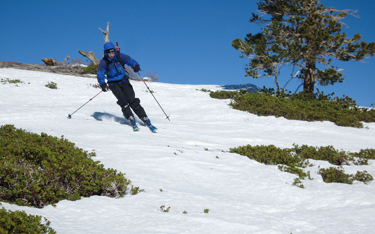 Dan Skiing Mount Harwood's Southeast face