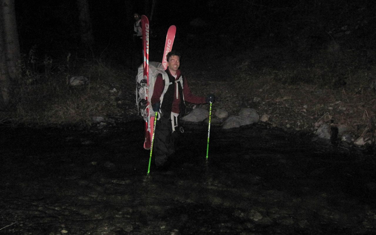 A creek-crossing in the dark