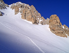 Andy Dwarfed by the Couloir