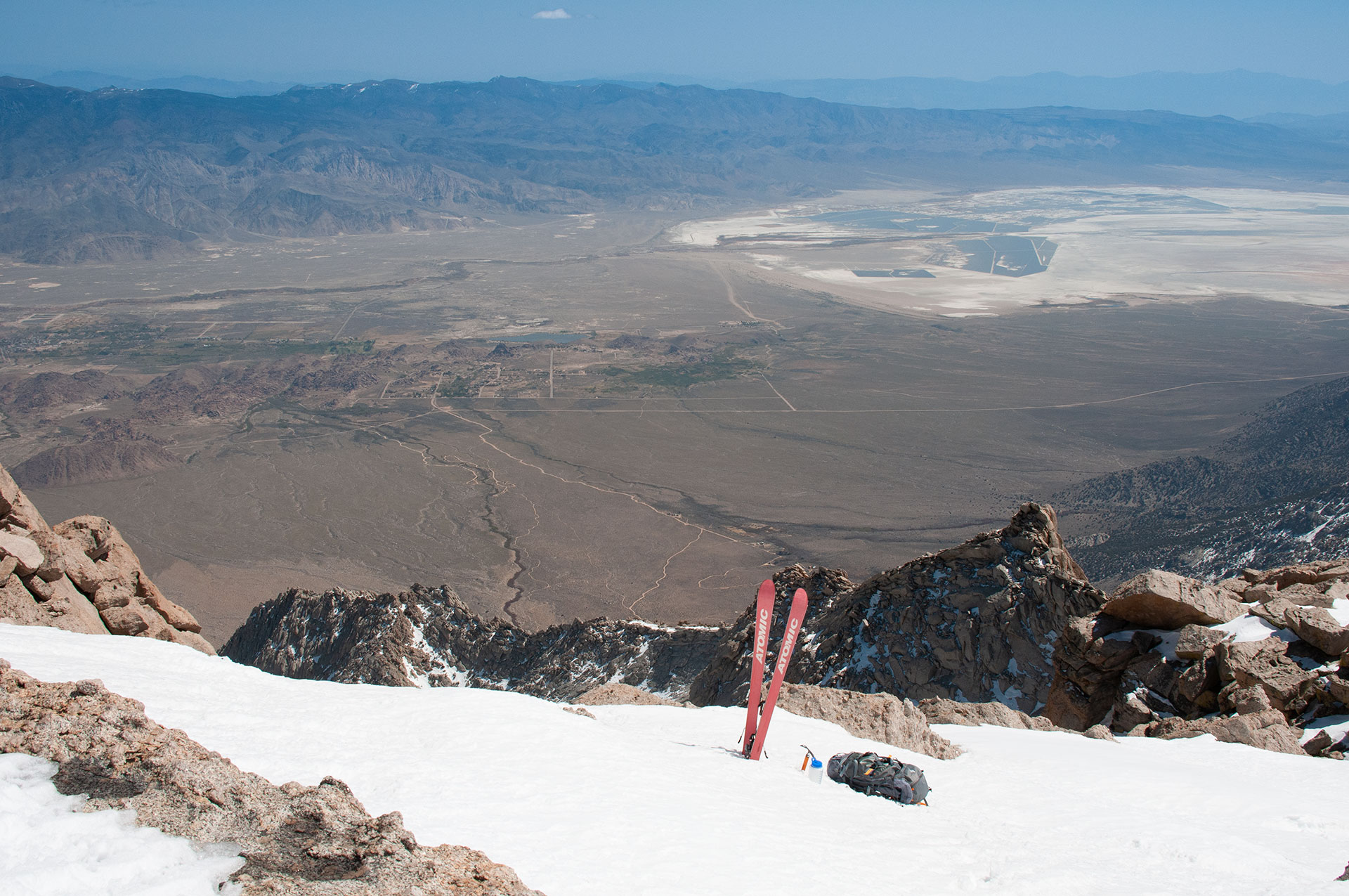 Owens Valley & Skis from Lone Pine Peak's Summit