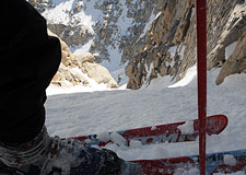 Skiing the East Couloir