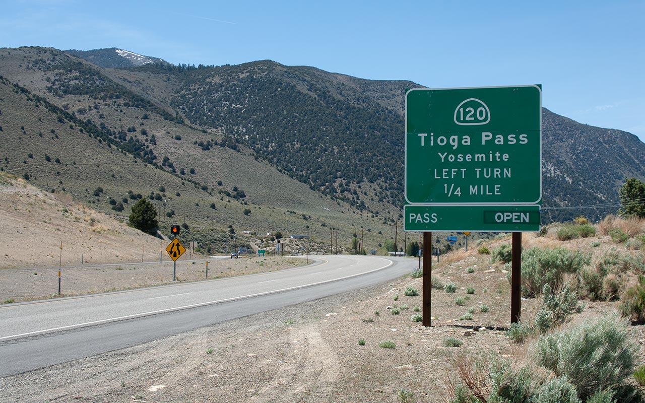 Tioga Pass Sign: Open