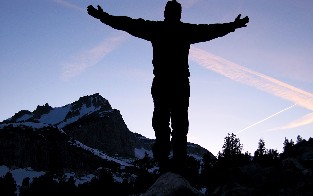 Climber's Silhouette & North Peak at Dusk