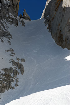 Ski Tracks in the Couloir