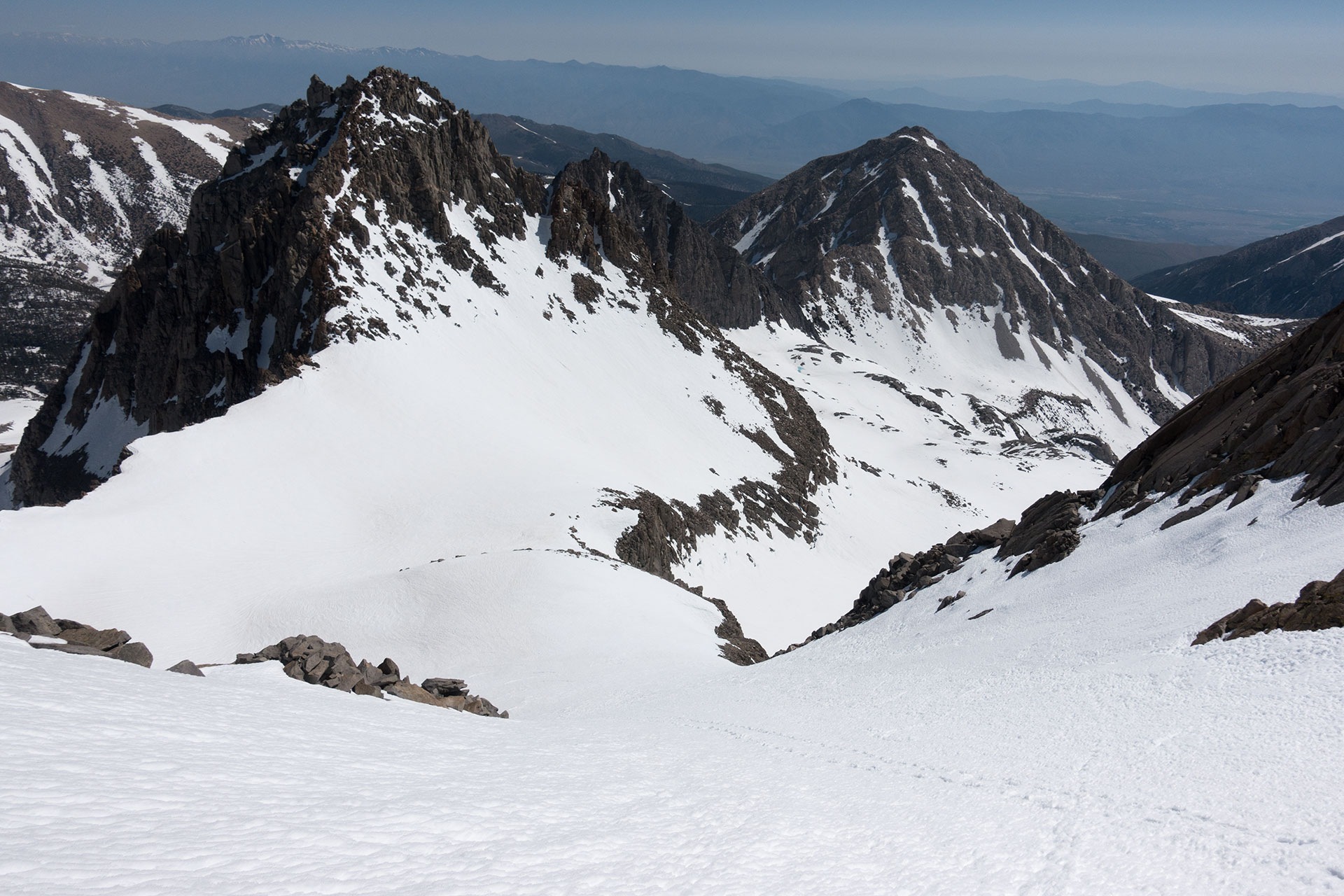Mount Sill: Looking Down the L-Shaped Couloir toward Mount Gayley