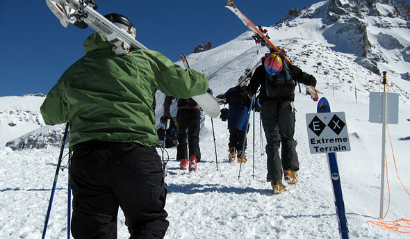 Skiers Climbing Palmyra Peak