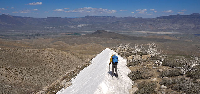 Skiing the snow fingers Below Birch Mountain