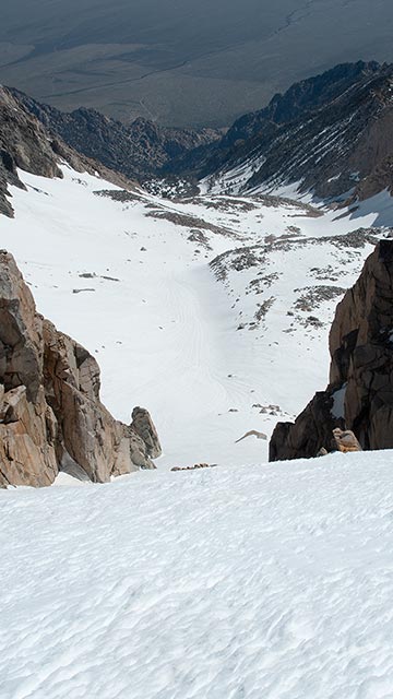 Looking Down the Headwall Couloir