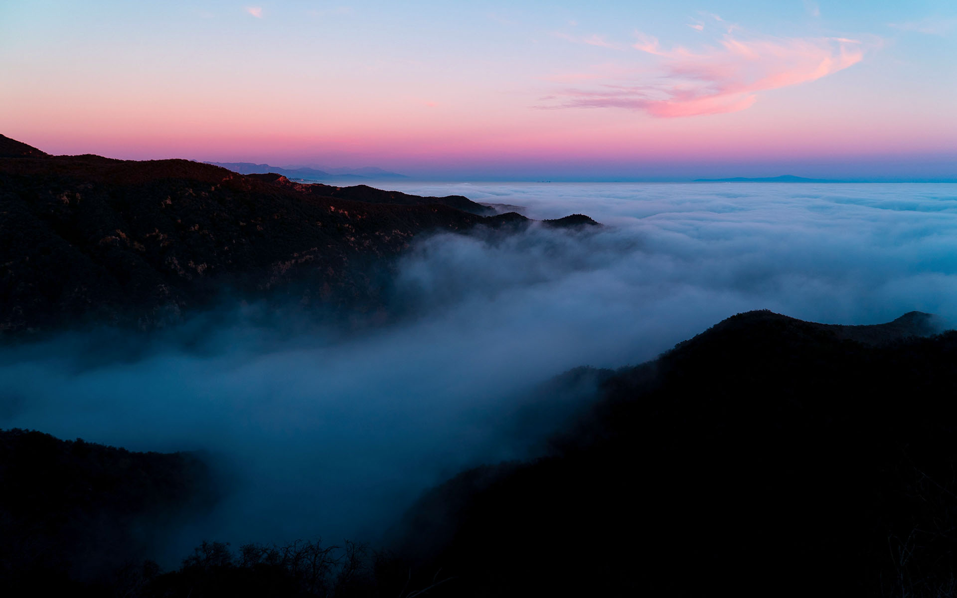 Foggy Los Angeles Basin and Santa Monica Mountains