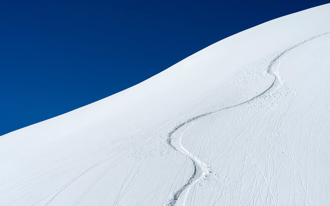 Ski Tracks on Snow