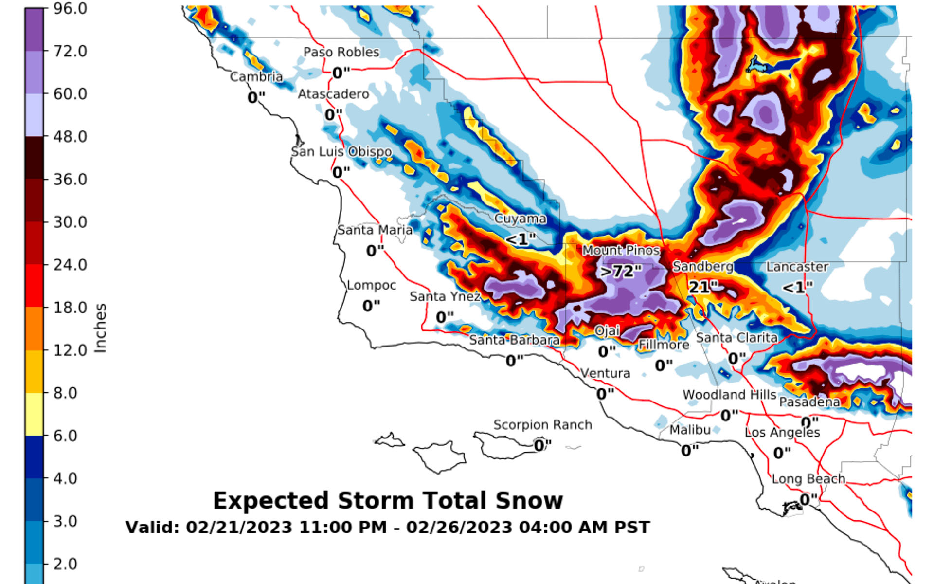 NWS Los Angeles Snow Forecast