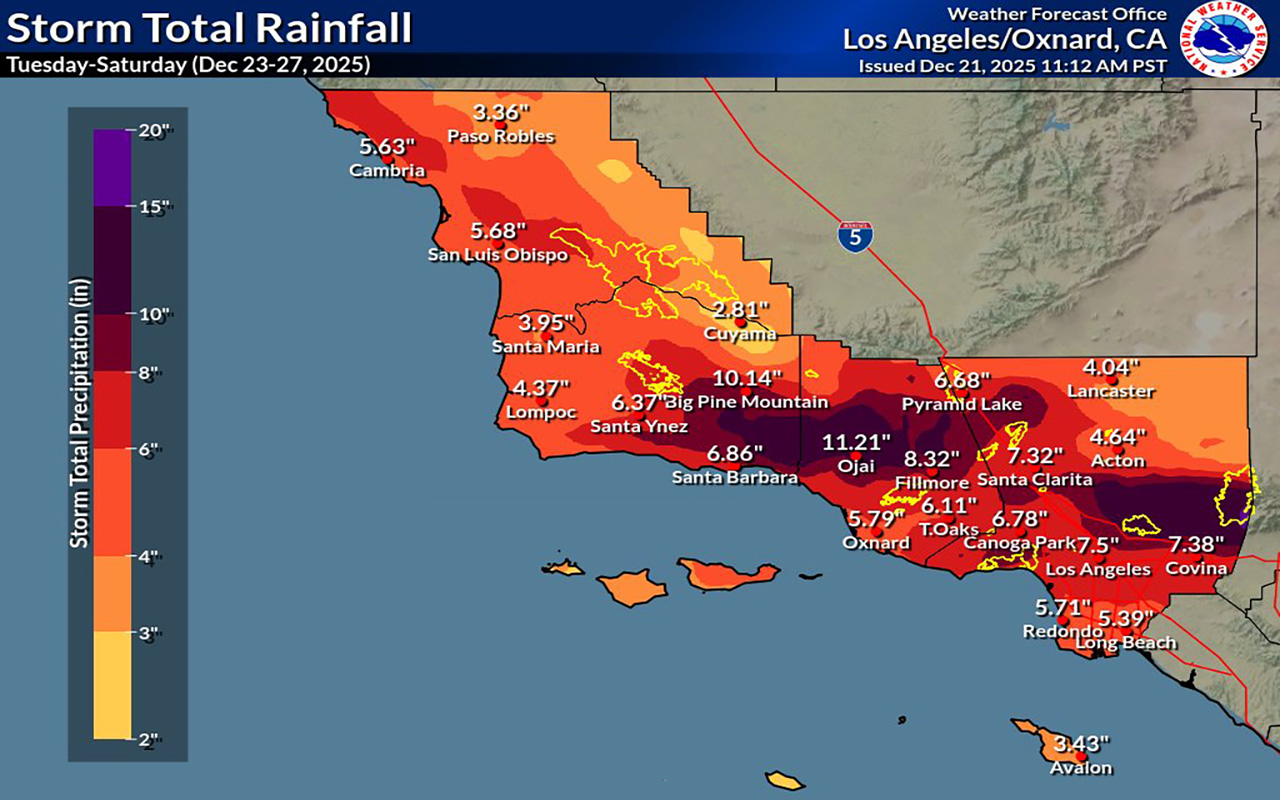 2025 Christmas Storm forecast totals