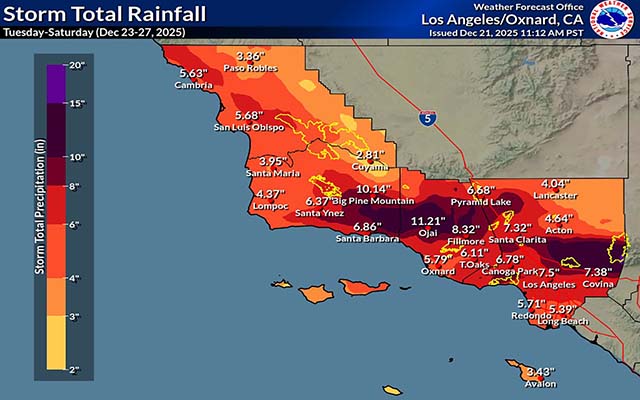 2025 Christmas Storm forecast totals