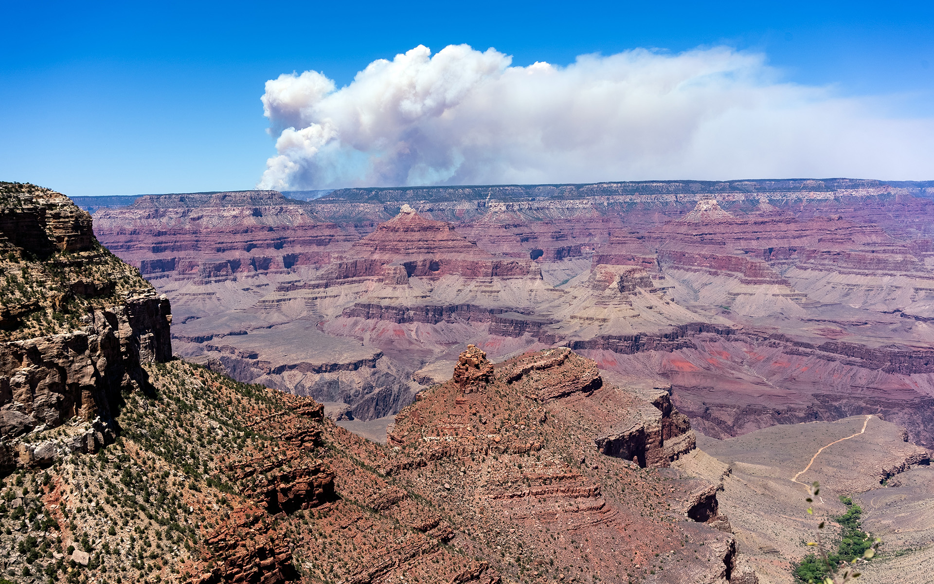 The Dragon Bravo Fire, as seen from Bright Angel Lodge, August 2, 2025