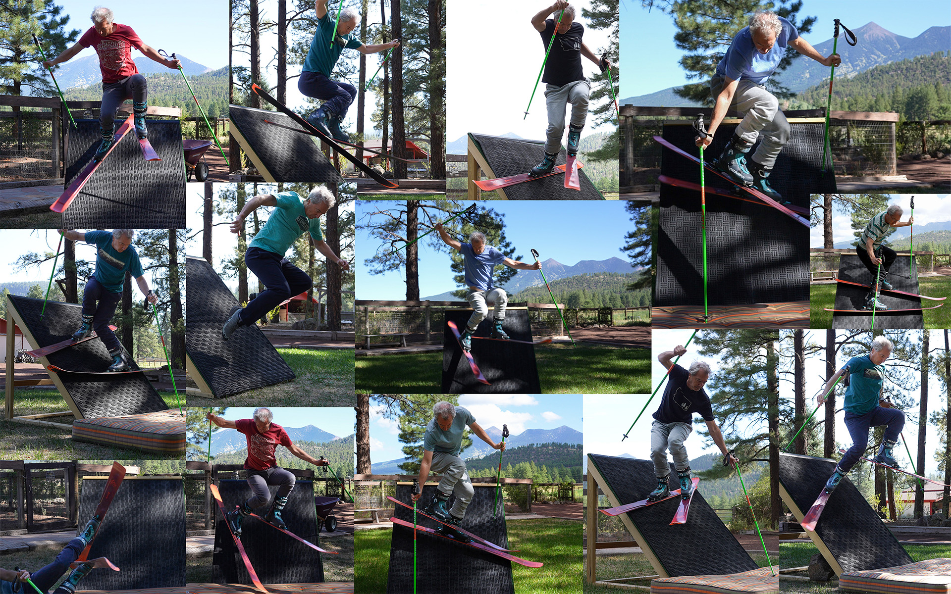 Andy Lewicky attempting pedal turns on home-made ramp