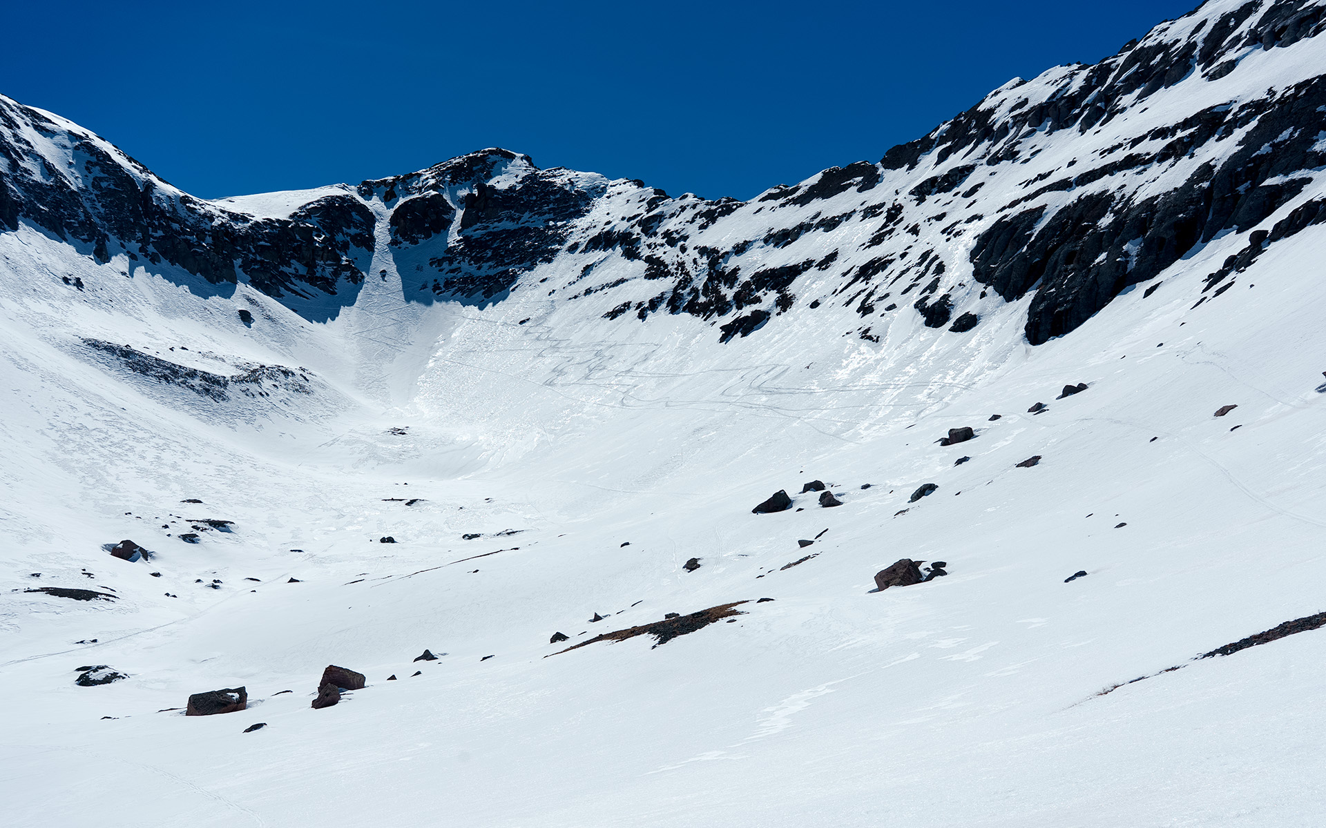 Silver Mountain's northeast face, above Lena Basin, San Juan Mountains of Colorado